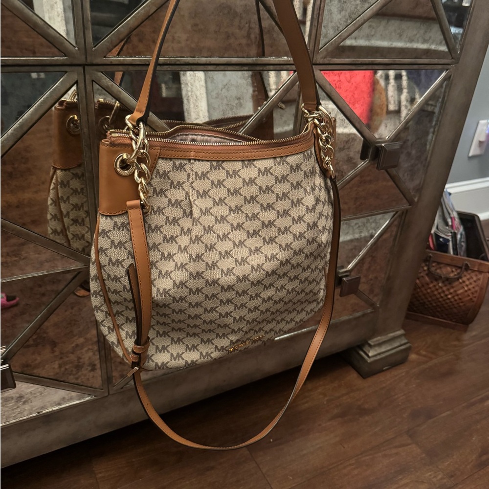 Michael Kors Signature Brown and Tan Shoulder Bag